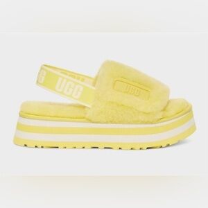 UGG Lemon Fluffy Platform Disco Slides Sandals